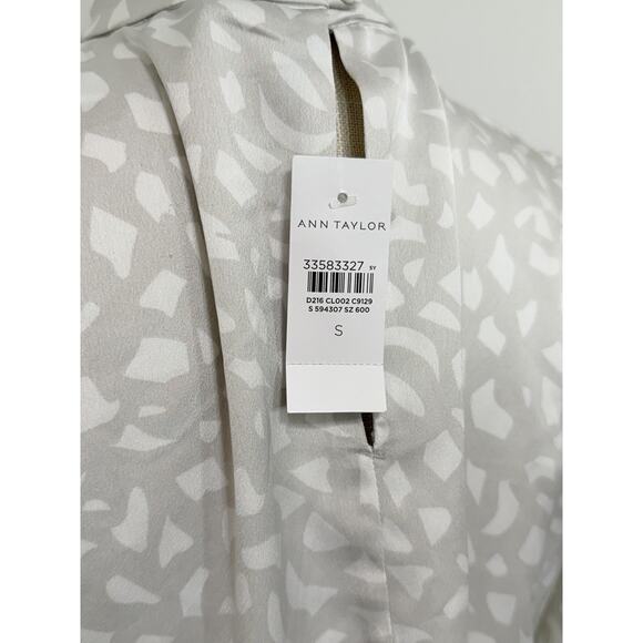 NWT Ann Taylor Mock Neck Satin-Like Animal Print Shift Dress Grey Career SMALL S - Picture 3 of 4